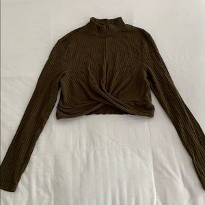 SHEIN Long-sleeve Mock Neck Crop Top
